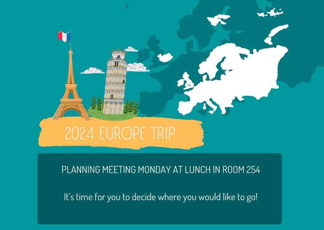 Tara Crossman (@mrscrossmanbsch) on Twitter photo Interested in travelling to Europe in March of 2024? Come to our first Europe trip planning meeting on Monday at lunch in room 254! <a href="/BishopSmithCH/">Bishop Smith Catholic High School</a> Interested in travelling to Europe in March of 2024? Come to our first Europe trip planning meeting on Monday at lunch in room 254! <a href="/BishopSmithCH/">Bishop Smith Catholic High School</a>
