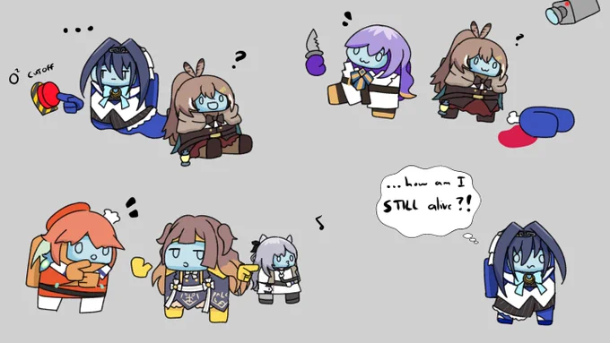 just a few quick doodles because amongus takes a suspiciously long time for me to draw
#kronillust #drawMEI #ArtsOfAshes #anyatelier  #Zetacrylic #HoshinovArt 
