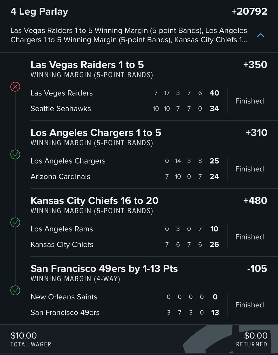 valentinescurs3's tweet photo. I want to jump off a cliff because this bad beat. This is horrible. $2,000 lost #GamblingTwitter #NFL #sportsbetting #badbeat #parlay #FanDuel #Raiders  @br_betting @FDSportsbook https://t.co/NobfEiAI0T