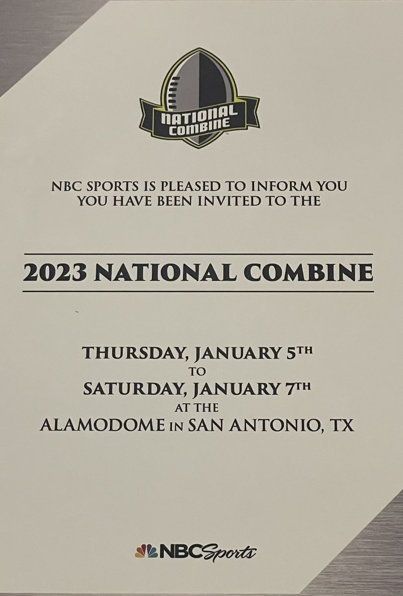 Very thankful for the invite and the opportunity to compete at the <a href="/NationalComb1ne/">Navy National Combine</a> at the <a href="/AABonNBC/">Navy All-American Bowl</a> in TX! <a href="/JohnSchmidAAB/">John Schmid</a> <a href="/ErikRichardsUSA/">Erik Richards</a> <a href="/BrandonHuffman/">Brandon Huffman</a> <a href="/GregBiggins/">Greg Biggins</a> <a href="/247recruiting/">247Sports Recruiting</a> <a href="/247Sports/">247Sports</a> <a href="/NickFarman55/">Nick Farman M.S.</a> <a href="/PrepRedzoneID/">Prep Redzone Idaho</a> <a href="/PGregorian/">Paul Gregorian</a> <a href="/RAREAcademyID/">RARE Academy</a> @JohnHartzEHSFB  <a href="/CraigLebeau/">Craig LeBeau</a>