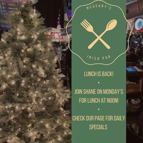 McGearys's tweet photo. Prepare yourselves! We are working on our extending our hours and tomorrow Shane will be slinging drinks starting at noon, see ya there! Cheers ☘️#McGeary’s #IrishPub #DowntownAlbany #Lunch #HourChange #SupportLocal https://t.co/xwuPZphsdR