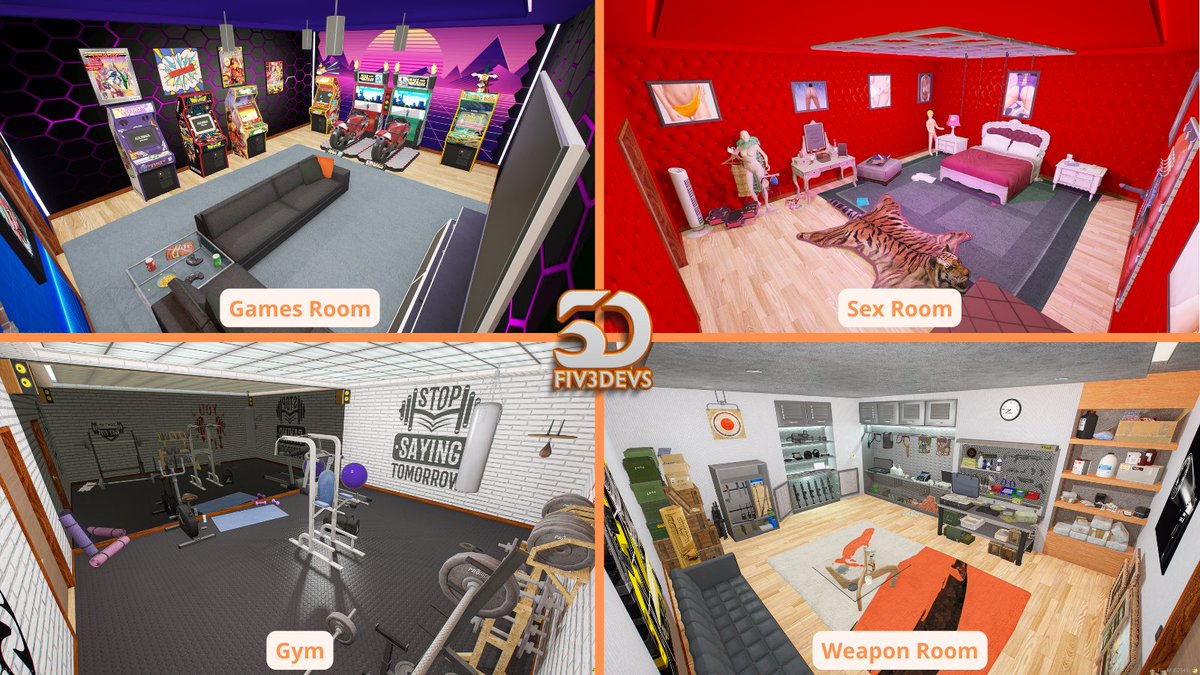 Fiv3Devs's tweet photo. 🏠Sheldon Mansion has a special room that can be transformed into:
1. game room 
2. gym
3. weapons room 
4. sex room
Which will be your choice? Write it in the comments! ✍️
👉https://t.co/jmsJ0m7YeU

#FiveM #GTAV #gtarp #fiv3devs https://t.co/gVB6P0BMXc
