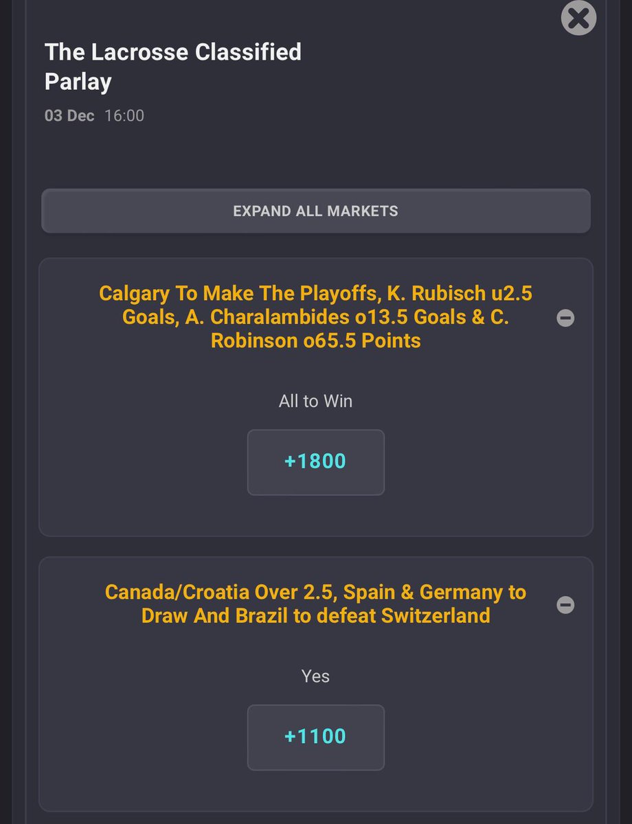 SchemLax's tweet photo. @LaxClass parlay on @CoolbetCanada...
๐จ๐ฆ v ๐ญ๐ท O 2.5 โ
๐ช๐ธ v ๐ฉ๐ช Draw โ
๐ง๐ท to win v ๐จ๐ญ โ
+1100 hopefully tomorrow ๐ค
#SoccerExperts ๐ https://t.co/AfZwXZL8sl