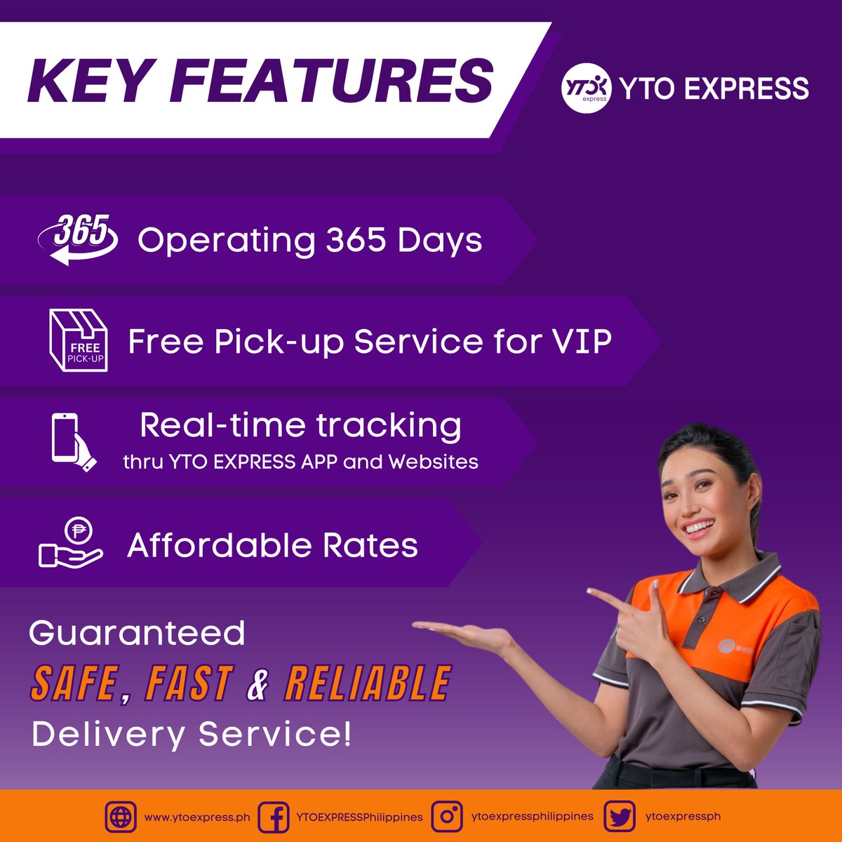 ytoexpressph's tweet photo. YTO EXPRESS offers these key features to give the best services to our valued customers.

We're open and here to serve you anywhere in the country with our 𝐍𝐚𝐭𝐢𝐨𝐧𝐰𝐢𝐝𝐞 𝐂𝐨𝐯𝐞𝐫𝐚𝐠𝐞 and continuously improve our services to help every business easier for our customers. https://t.co/WydWJFS3oB
