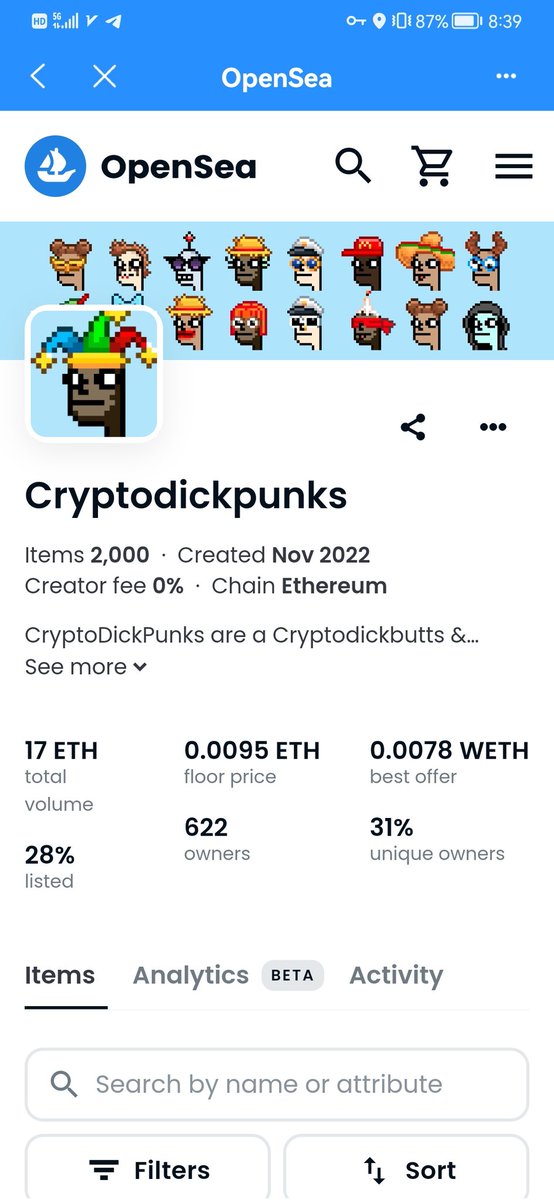 【今日金狗——Cryptodickpunks】
昨天判断行情今天会降温，没想到又来了一个大金狗，市场永远是这样难以预测呀。

这个市场就是这样，只要出现了一个大金狗，总是能带火一堆项目。

<a href="/cdp_NFT/">CryptoDickPunks #CDPNFT ❤️ Memecoin</a> 

这个项目算是个仿盘，所以没敢上太多，打了200多个，早晨地板冲到0.02，出了一半左右，感谢项目方。
#NFTs