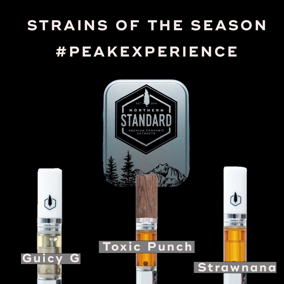 northernstnd's tweet photo. Strains of the season. Ask for them at your local dispensary today!!
#peakexperience #northernstandard #CannabisCommunity #Mmemberville #vape #cannabisculture #420friendly https://t.co/HmYOHxk0CR