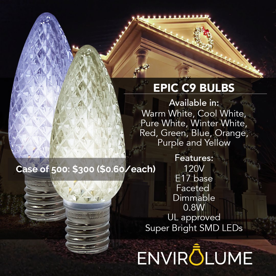 envirolume's tweet photo. Cyber week special ends Friday, December 2nd! Huge savings on EPIC C9 bulbs! $.60/each. Call or text Christian at 210-687-7216 to place your order! https://t.co/ToJ5vdKRRx https://t.co/aIwH60Xpuq