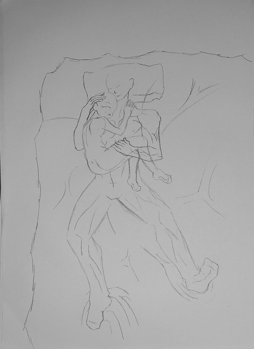 Xeno0000000's tweet photo. Rabisco de um belo casal de boas na cama https://t.co/5c61ONfOfe