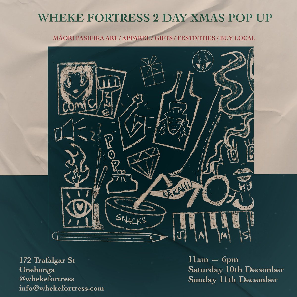 alofanui's tweet image. 2 Day Pop Up Weekend at Wheke Fortress! 🐙🛍️💸 Sat 10th December - Sunday 11th December 11am-6pm.

Multi-shops, underground art, music + Onehunga magic. Come get your Xmas shopping and community katas, more details coming soon.