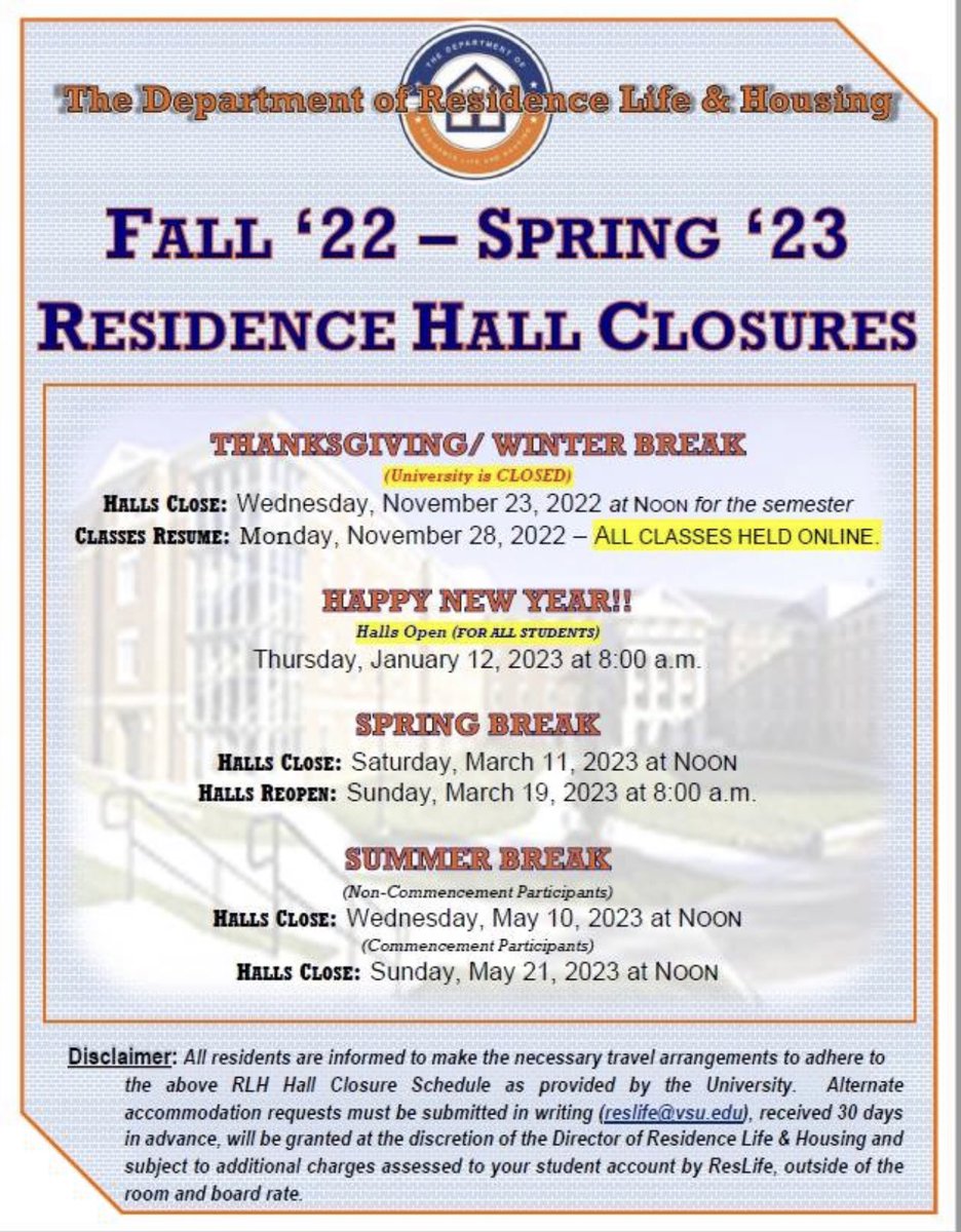 PLEASE READ!!!
Halls are CLOSED for Winter Break. See all students on January 12th, 2023.