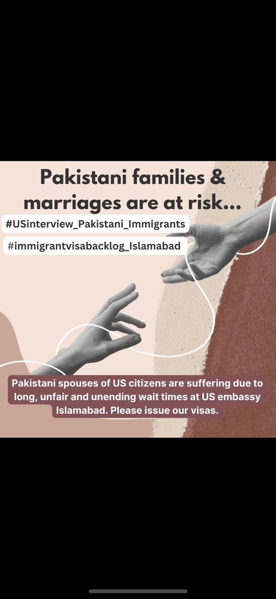 finishbacklog's tweet photo. @usembislamabad 
Ensure that US Citizen spouses in PK are given priority for visa interviews! Better yet, lets have interviews waived altogether! We can prove our bonafide marriages in a myriad of ways, trust me!
#USinterview_Pakistani_Immigrants #immigrantvisabacklog_Islamabad https://t.co/CoGwFWED6l