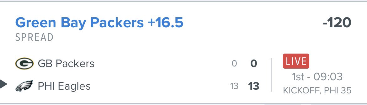 PlaysStraight's tweet photo. I’m putting 1 unit on the #Packers live line at +16.5. This speed won’t keep up. #GamblingTwitter #SNF https://t.co/Y4KfA88EmA