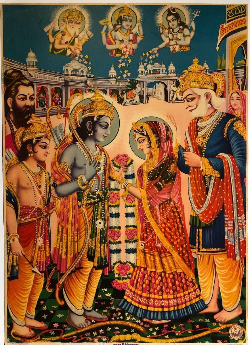 SchoolVedic's tweet photo. Today is Vivaha Panchami, the day when Shri Rama and Mata Sita got married.

Brahma Ji to Shri Rama -
सीता लक्ष्मीर्भवान् विष्णुर्देवः कृष्णः प्रजापतिः ।

"Sita is none other than Devi Lakshmi, while you are Bhagavaan Vishnu."

- Valmiki Ramayana (वाल्मीकि रामायण, ६.११७.२८) https://t.co/xUAOhrMPeG