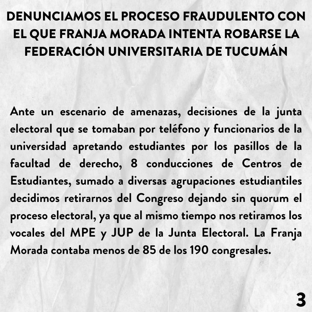 Catexia_MPE's tweet photo. [FUT ILEGÍTIMA]

Desde nuestro espacio y como representantes del estamento estudiantil denunciamos el proceso fraudulento en que se llevaron a cabo las elecciones de la FUT. https://t.co/Nu28Bkc6nc