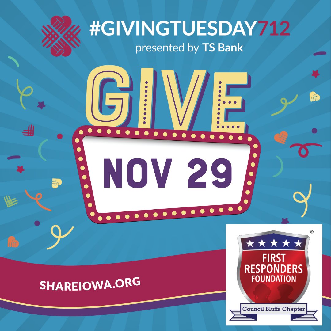 frfbluffs's tweet photo. This Tuesday is #GivingTuesday712. Help the FRF Council Bluffs Chapter by:
1. Showing kindness to first responders and veterans by thanking them when you see them or buying them a cup of coffee or a meal.
2. Financial support here: https://t.co/h3xBFKxL8A.
Thank you! https://t.co/Y3G5YDVNpk