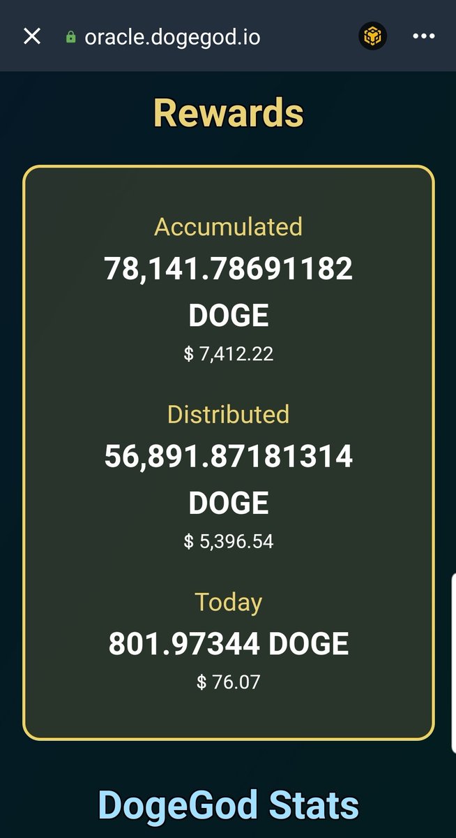 #DogeGod #Oracle #Surpassed 78,000 #Dogecoin #Generated from #Locking the #StableCoin #Asset #Czusd to the #contract with no Contract #sells on the #bnb #bsc #network. Ty <a href="/cz_binance/">CZ 🔶 BNB</a> for adoption. <a href="/zodiacs_c/">CZodiac</a> #web3 #technology &amp; #innovation. #BNBChain #BSCNews #1000xgem