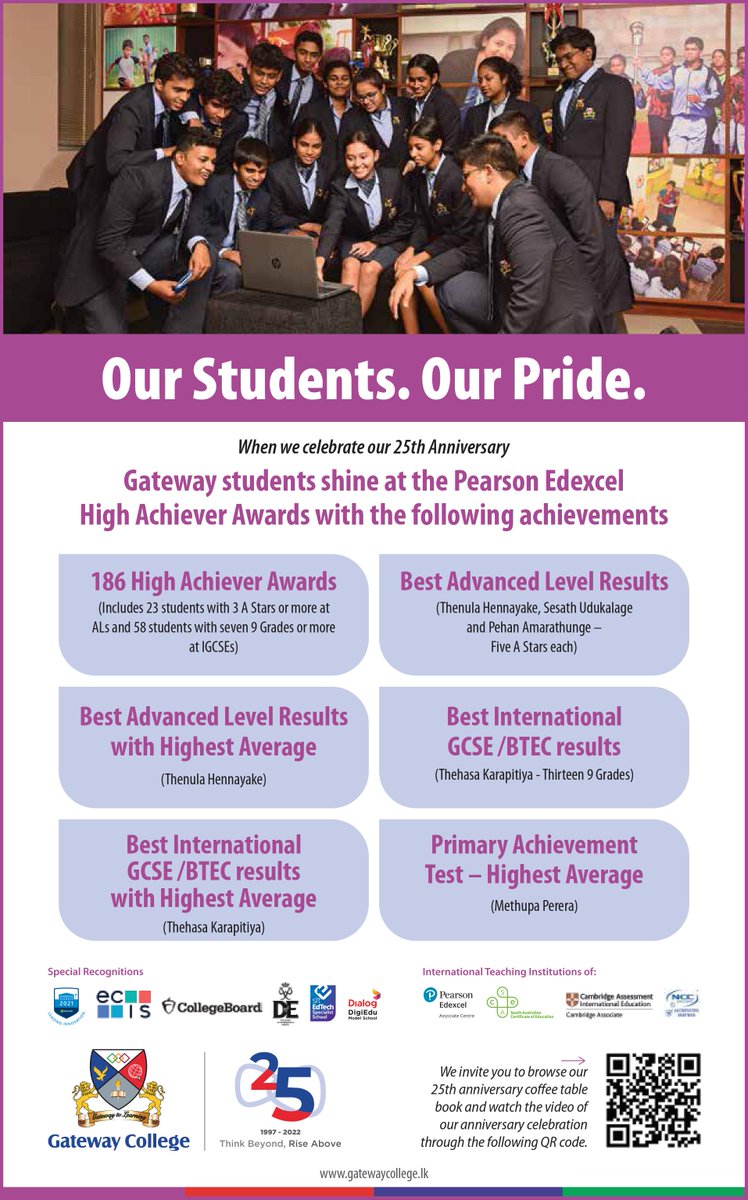 GatewayColleges's tweet photo. Our Students. Our Pride.
#bestofthebest #bestresults #IGCSE #IAL #BTEC #highachievers #Pearson #Edexcel #internationalschoolsrilanka #internationalschool #Gateway #gatewaycollege #celebratingstudents #showcaseschool https://t.co/AtZTnwh3Ds
