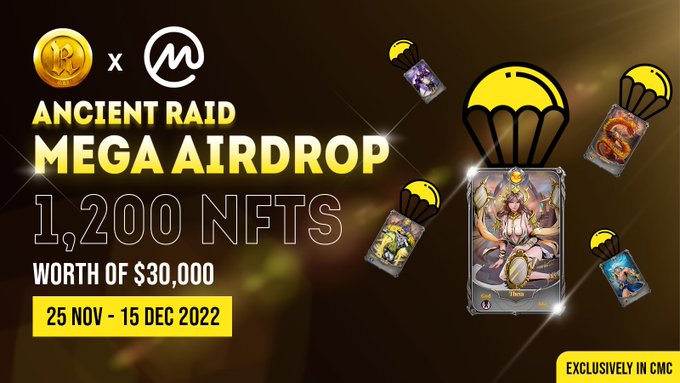 AirdropBase_'s tweet photo. Ancient Raid starts their warm-up with Mega Airdrop partnership with CoinMarketCap. Exclusively in CMC.

1200 warrior NFT worth of $30,000 will be reward to the winners. 

https://t.co/IuNc8DNavT https://t.co/zT8DMZ3iXf