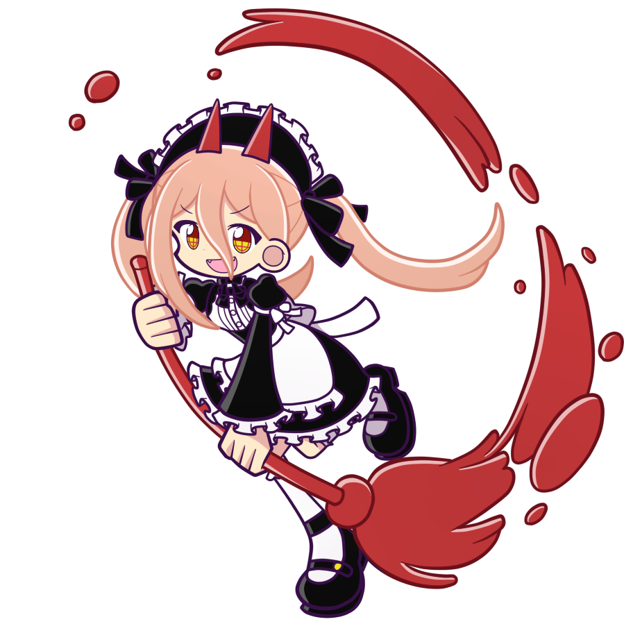 power (chainsaw man) 1girl red horns horns maid cross-shaped pupils solo white background  illustration images