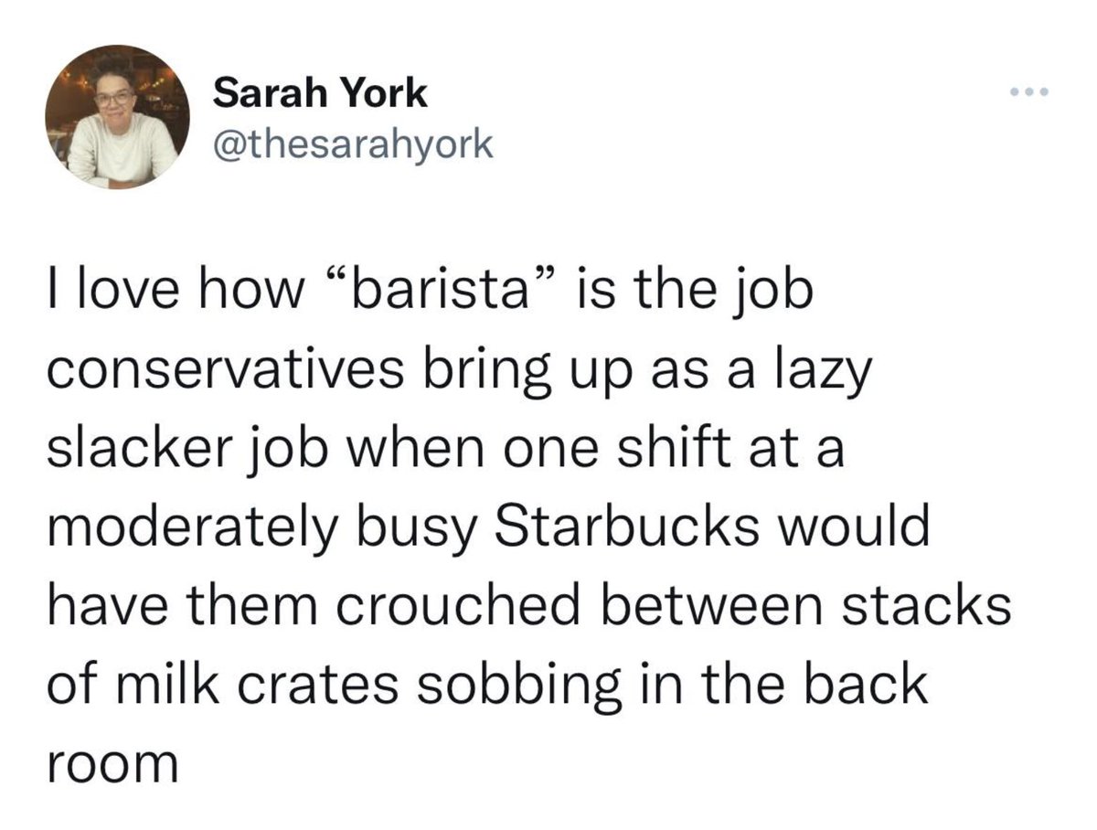 TheDemCoalition's tweet photo. Starbucks baristas across the country have heard this baseless, ill-informed criticism about their jobs from the right-wing and they have responded the greatest way possible - by organizing a union with @SBWorkersUnited and becoming even more powerful.

#UnionsForAll https://t.co/tnQ7Av66h9