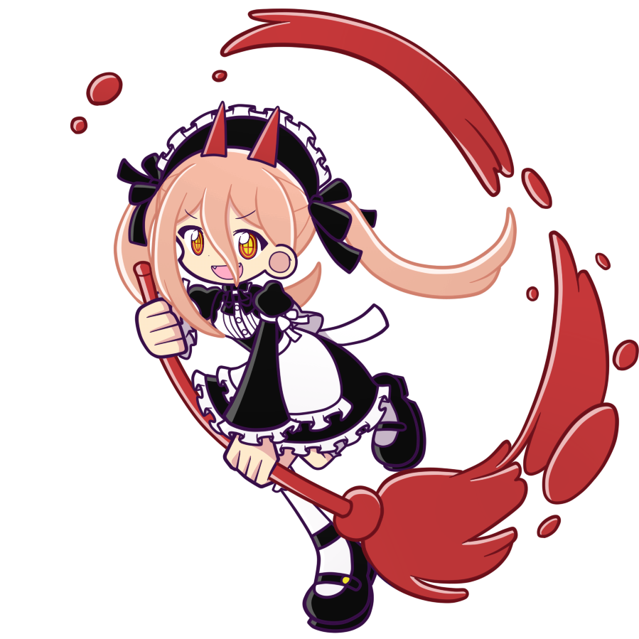 power (chainsaw man) 1girl red horns cross-shaped pupils horns maid solo twintails  illustration images