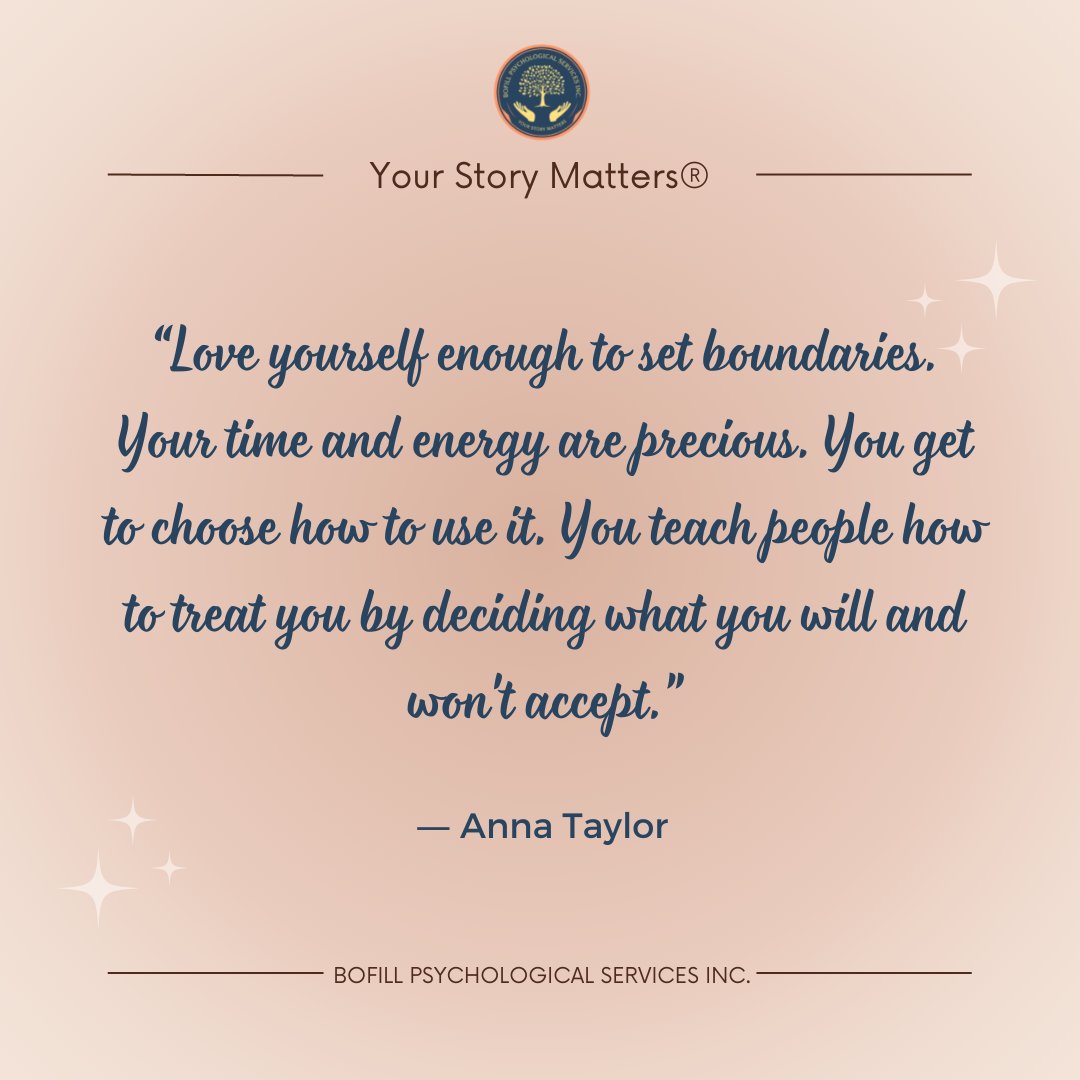 bofillpsychserv's tweet photo. “Love yourself enough to set boundaries. Your time and energy are precious. You get to choose how to use it. You teach people how to treat you by deciding what you will and won't accept.” ― Anna Taylor

#BPSCares
#BPSafeSpace
#BPStoryMatters
#KeepGoing
#MentalHealthAwareness https://t.co/ppPt6VbNHH