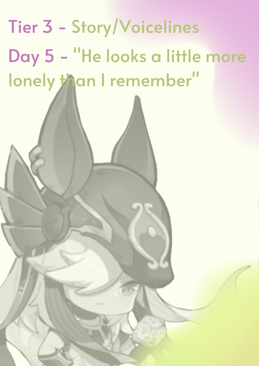 Tier 3 - Story/Voicelines
Day 5 - "He looks a little more lonely than I remember"

#Cynonari #CynonariSFWWeek