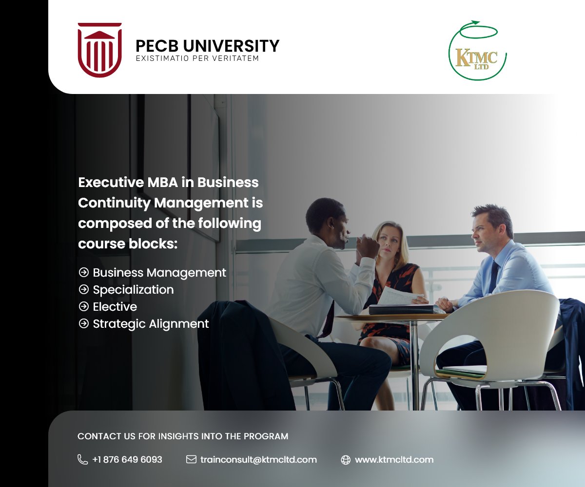 ktmc_limited's tweet photo. Contact us today to learn how to get your Executive MBA in Business Continuity, Governance, Risk and Compliance and Cybersecurity today. Your future self will thank you. https://t.co/l4pi958Yvs