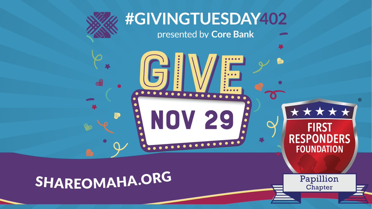 This Tuesday on #GivingTuesday402 help the FRF Papillion Chapter by:
1. Show kindness to first responders and veterans by thanking them when you see them or buying them a cup of coffee.
2. Make a financial contribution to the Papillion Chapter firstrespondersfoundation.org/papillion-nebr…
Thank you!