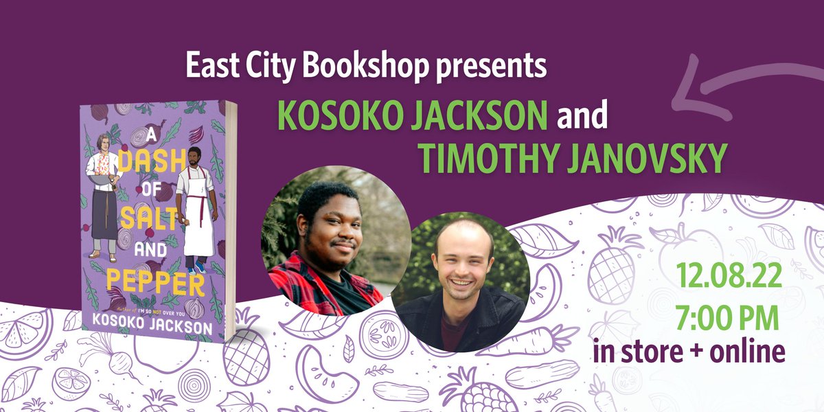 Sometimes two cooks in the kitchen are better than one in this swoony romantic comedy from <a href="/KosokoJackson/">Kosoko Jackson</a>! 🥰

Pre-order your copy of A DASH OF SALT AND PEPPER here: eastcitybookshop.com/item/rbwr187Wr…

And join us for the author chat of 12/8 with Kosoko and @timothyjanovsky!