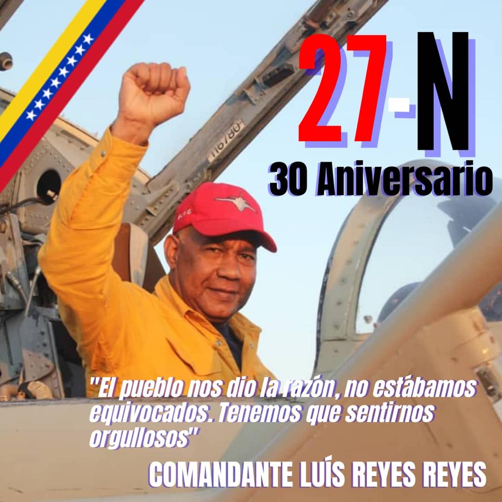 Hace 30 años a esta hora, terminaba de comprender todas tus noches de sacrificio,tu amor a la patria, tu firme voluntad de luchar por un ideal cueste lo que cueste. Vaya grandeza  entregar todo por la causa más noble para ti, como lo es VENEZUELA! Que viva el 27N <a href="/LuisJonasReyes/">Luis Jonás Reyes</a>