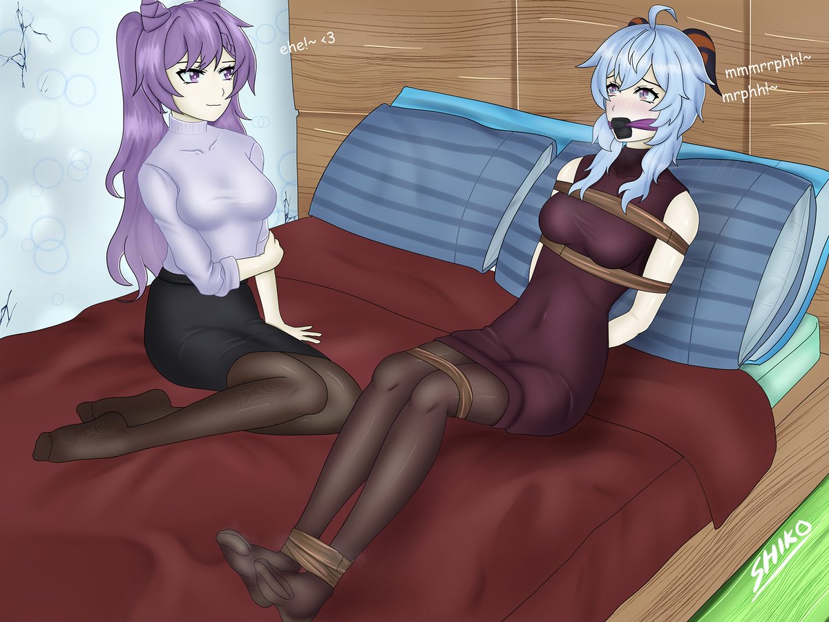 art_shiko's tweet photo. GanQing commission done!~
Instead of helping Ganyu, Keqing had her own fun instead~

If you want to see under the layers of the carrot pillow
please check my pixiv~ 
https://t.co/9NQrJ5L0Lj https://t.co/LGzSS5T4vM