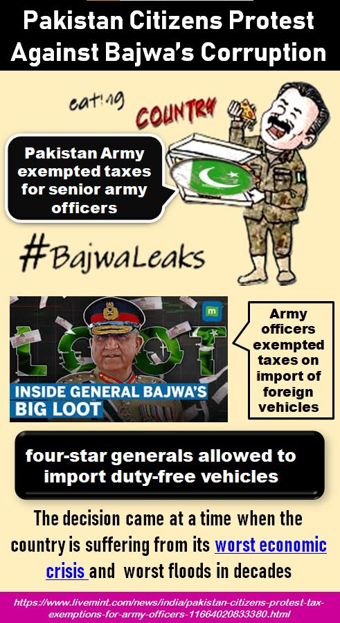 General #Bajwa Looted his Own country when #Pakistan was suffering from economic .He built his own family fortune &amp; gained popularity by exempting import duties for army officers to save his chair.                                                  livemint.com/news/india/pak…