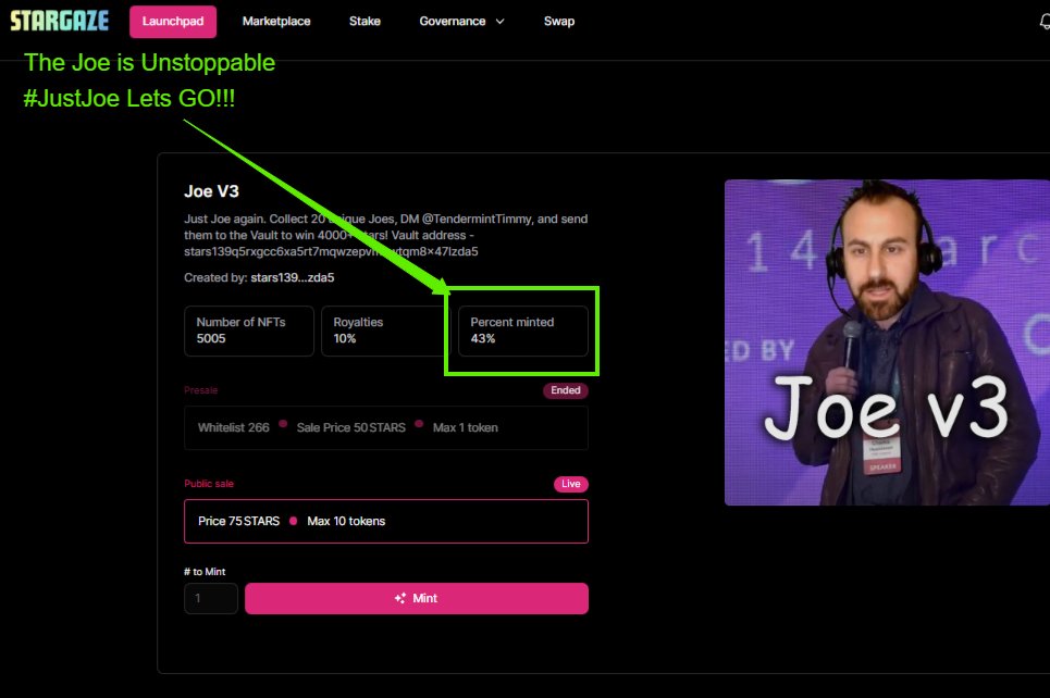 TheDefiJedi's tweet photo. Bounty hunters have put a price on the #JustJoe Joedi #NFT! Mint one of these and you can claim 420 x $Joe tokens from the Jedi!
Already 44% minted and moving steady
✨Mint Here: https://t.co/dBjHkyAaMN
#JustJoe #JustJoeNft #StarGazeNFTs #JustJoeChain #MintingNow #FreshMint https://t.co/Wdo6G8cnER