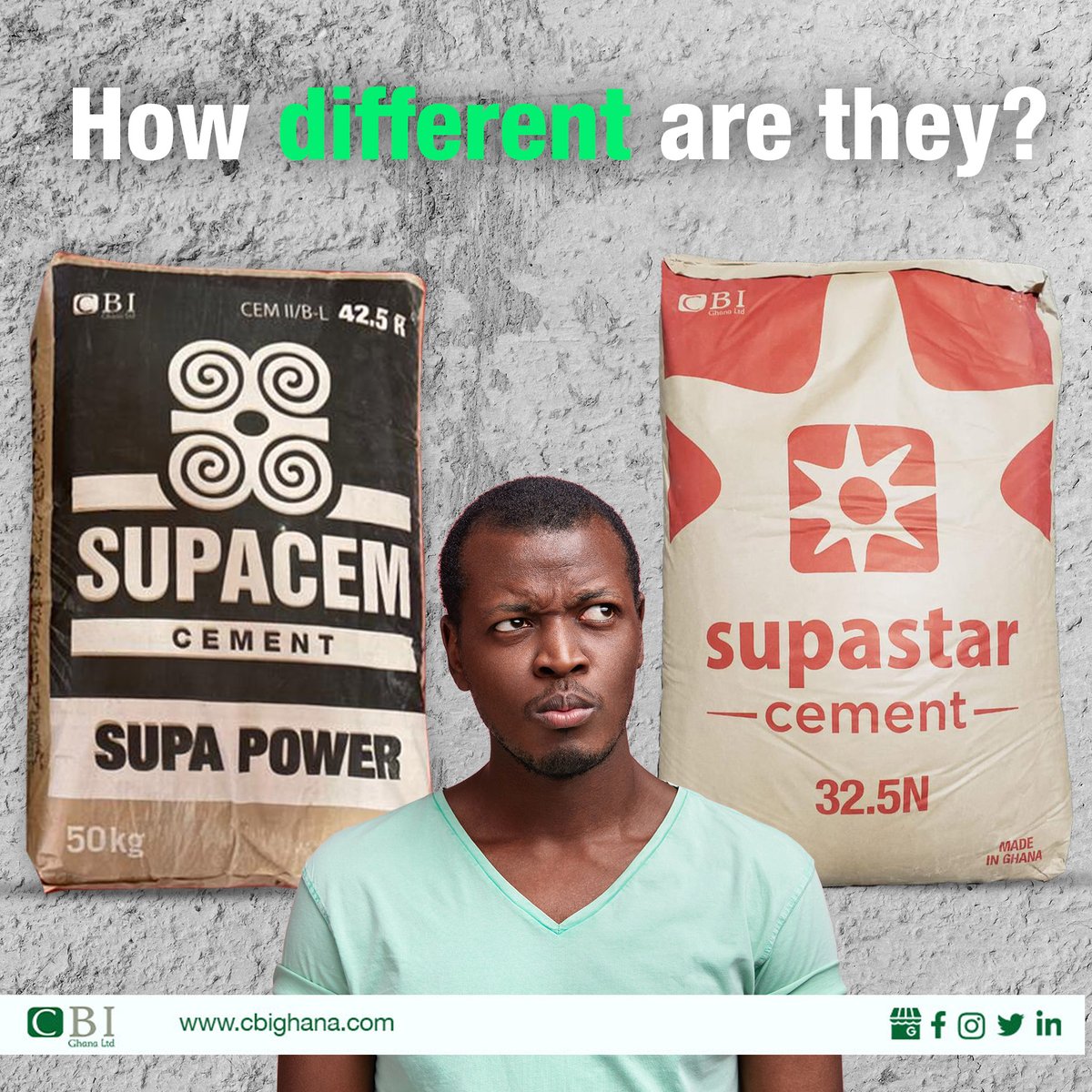 cbighana's tweet photo. How well do you know your cement? 
Which of the grades do you buy and for what purposes? 
Can you tell us the differences between the 32.5 and 42.5 grades of cement? 
Don't forget to like, RT and tag your friends and let's learn together.
#CBIGhana #cement #supacem #supastar https://t.co/SncNtjVlKY