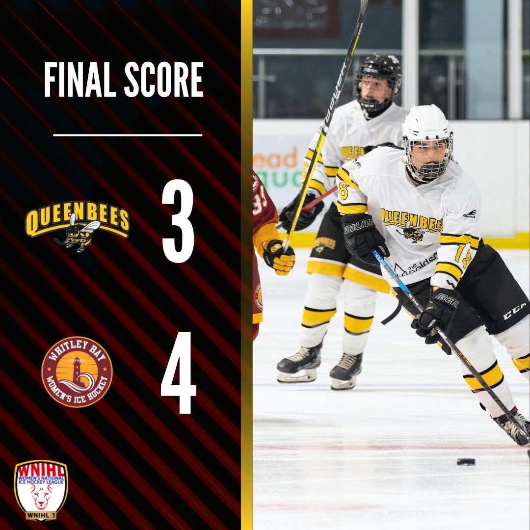 QueenBeesHockey's tweet photo. Defeat in the North East.
A closely fought game against the Beacons in #WNIHL1.
Fire Bees goals from Mailes x2 and Sylvester.
Player of the game - Mailes. 

#FireBees | #WNIHL https://t.co/EL8FsuR1xF