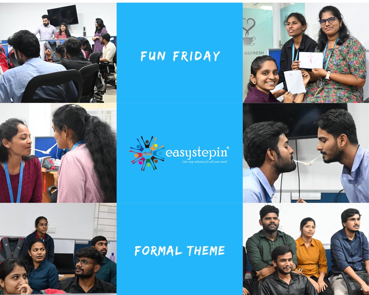 easystepin's tweet photo. 𝐅𝐫𝐢𝐝𝐚𝐲𝐬 𝐚𝐫𝐞 𝐚𝐥𝐰𝐚𝐲𝐬 𝐬𝐩𝐞𝐜𝐢𝐚𝐥!
Friday was a fantastic, fun-filled day at @easystepin, along with a theme day where our team wore formal attire and flashed a smile.
#EasyStepIn #funfriday #formaltheme #atire #themeday #fungames #bangalore2022 #specialday #theme https://t.co/nhFEYUq7sL