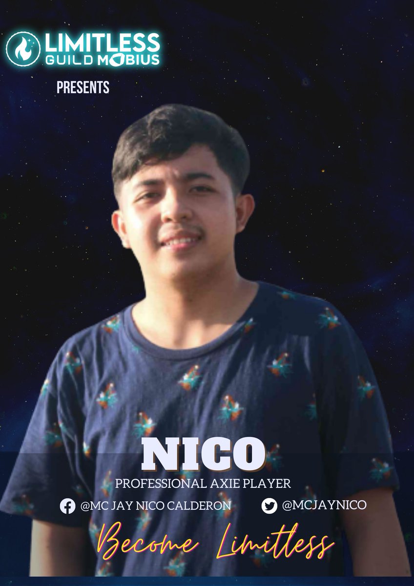 Congrats Nico joining as a professional player! 
He join us also to take care of players admin issues.

He has reached Rank #56 in Season 0, peaking at Rank #6. He is a well-experienced team leader and coach—a master of the Rage and Curse teams!

Welcome to Become Limitless!