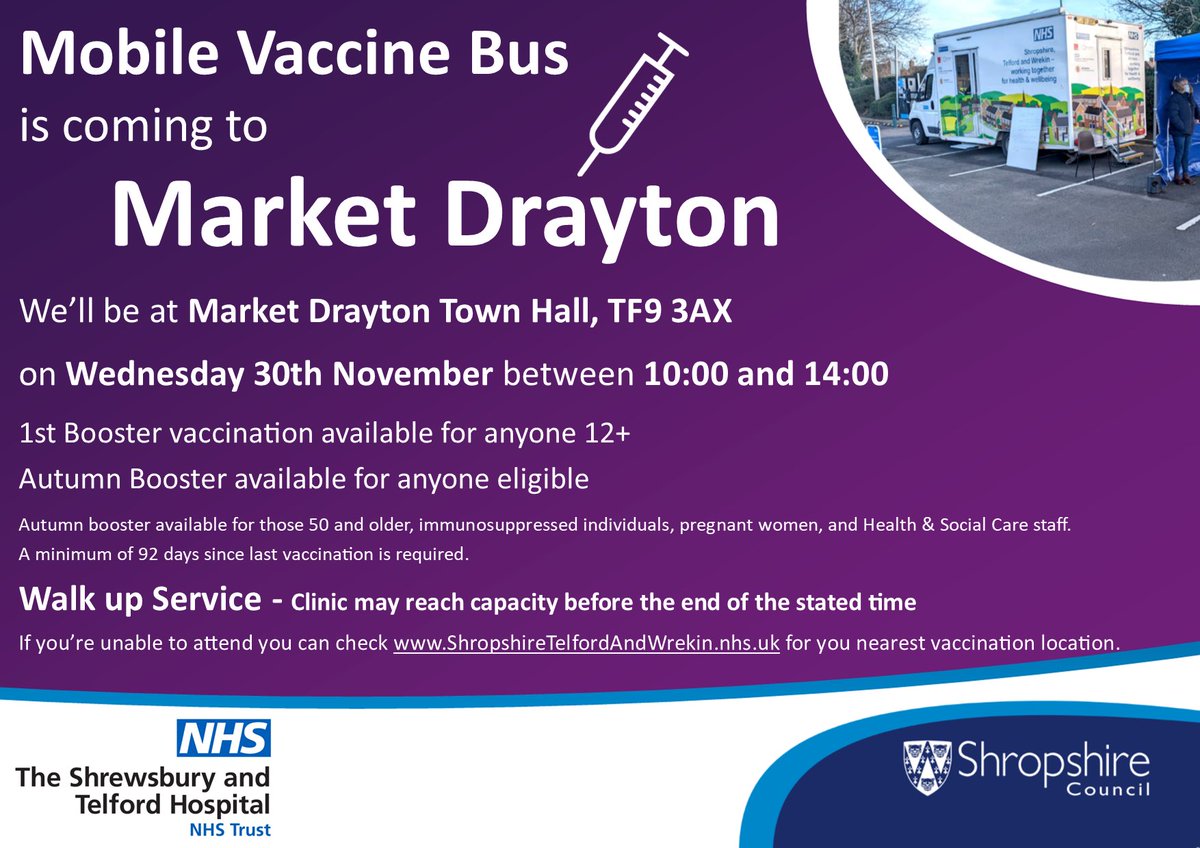 Vaccination Bus in Market Drayton this week.
