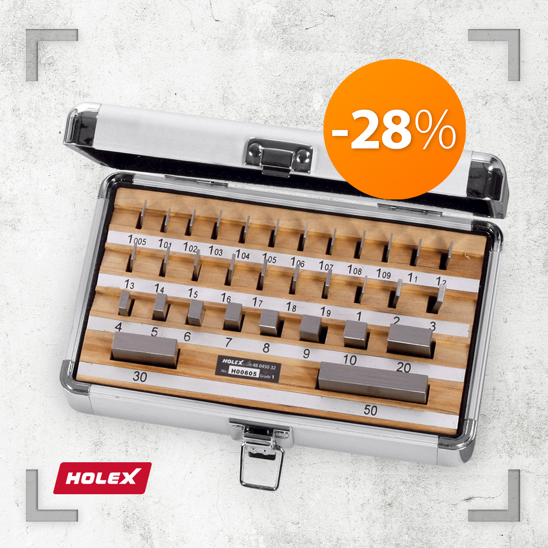 😍 Aquí tienes nuestra nueva Orange Offer para empezar bien la semana: ahorra hasta un 28%, comprando los juegos de bloques de patrón paralelos, tolerancia de clase 1 de nuestra marca HOLEX. Oferta válida hasta el día 11.12.2022 en nuestra web: fal.cn/3tXWT