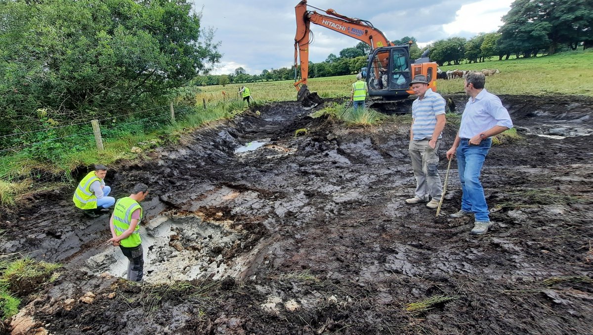 gri_cooperative's tweet photo. π§βπΎFarmers inspecting pond creation work at the Carrollβs Farm. The peat is excavated down to marl and wide shallows are made as these are the richest part of the pond for wildlife.ππ¦
#pondcreation #waterquality #biodiversity #agriculture #greenrestorationireland #ireland https://t.co/DQ1decxYaq