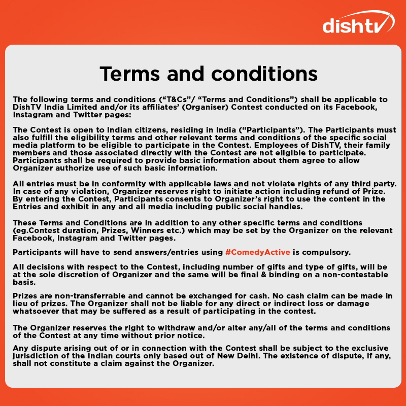 DishTV_India's tweet photo. Here are the terms &amp; conditions for #ComedyActive contest. https://t.co/uCRgAf8NVX