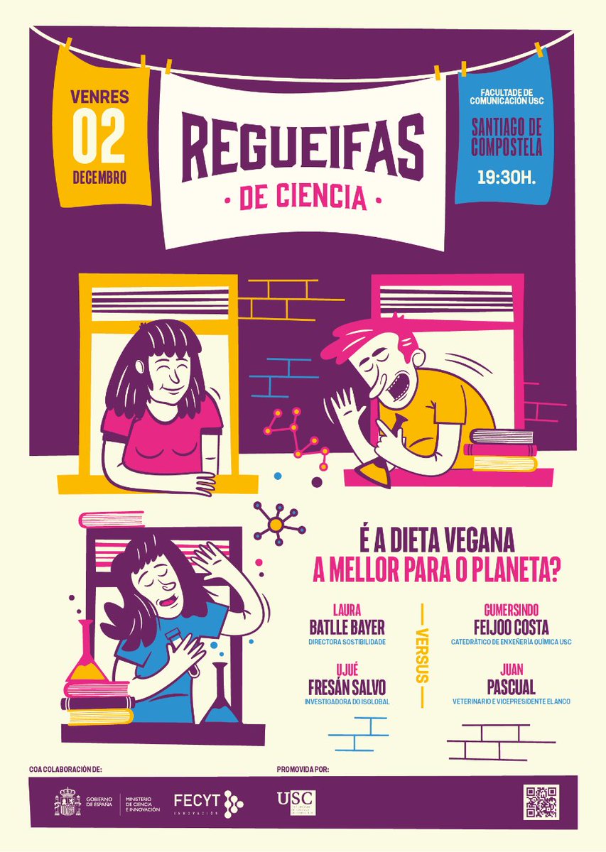 regueifaciencia's tweet photo. Regueifas de Ciencia é unha iniciativa da @UniversidadeUSC que conta co apoio da @FECYT_Ciencia. O primeiro debate deste ano será o venres 2 de decembro, ás 19.30h #regueifas16. Podes vir ou seguilo en directo dende onde queiras. https://t.co/xSB85iPa1S