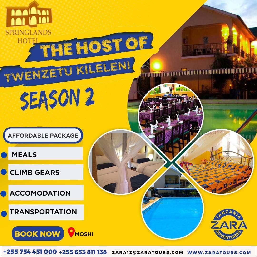 ZaraTours's tweet photo. 📍Welcome to Springlands Hotel  , #Twenzetukileleni season 2 host "a home away from home". 
Climb #mountain #Kilimanjaro with  @ZaraTours &amp; relaxing while enjoying luxurious treat with #SpringlandsHotel 
Join us:-
Contact us : zara12@zaratours.com
Call us : +255653811138 https://t.co/cNSCnwfTzv