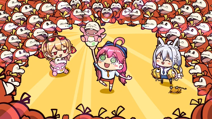 みこちゃんの色違いホゲーチ、確率的にもそろそろお迎えできそうな気がしますね。早く色違いホゲーチにデレデレしてるみこちゃんがみたにぇがんばれ!みこちゃん!#miko_Art #絵フブキ #inKaela 