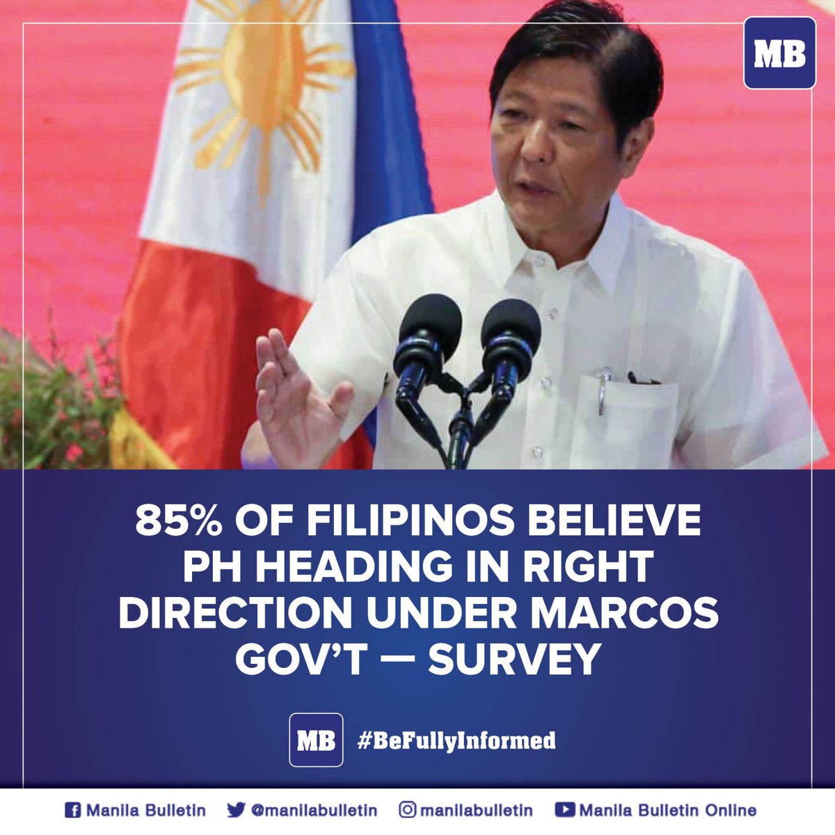 Most Filipinos said the country is headed in the right direction under the administration of President Ferdinand Marcos Jr., according to an independent survey conducted by the OCTA Research Group.

READ: mb.com.ph/2022/11/28/85-…