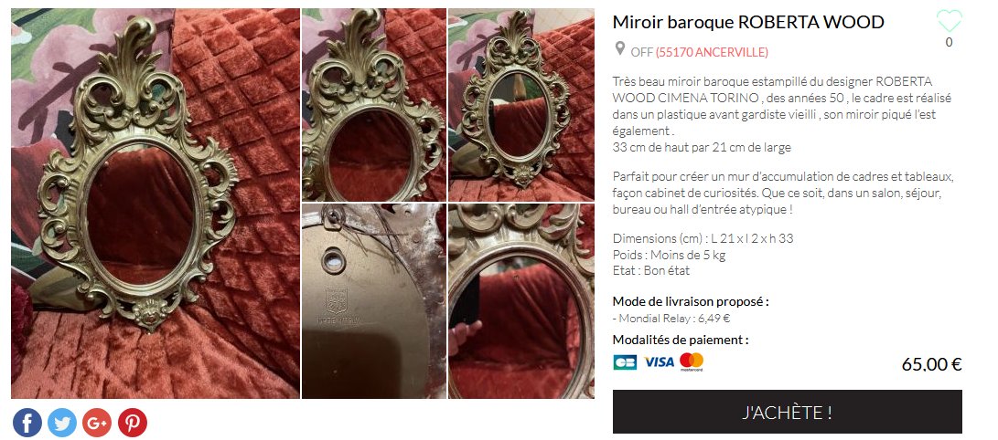 de_tresors's tweet photo. #Miroir #ROBERTAWOOD #années50 #vintage #VintageStyle #deco #decor #cadeaux #brocanteenligne #antiquités #baroque disponible surhttps://www.luckyfind.fr/annonces/154667-miroir-baroque-roberta-wood https://t.co/bHWXyiw6sX