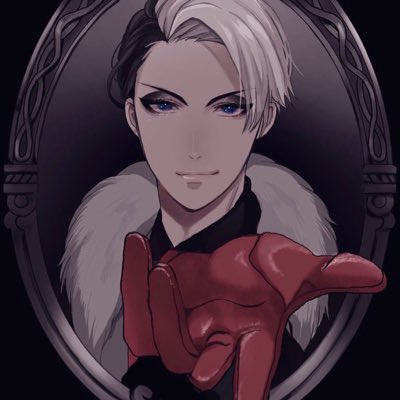 1boy male focus red gloves gloves solo two-tone hair black hair  illustration images