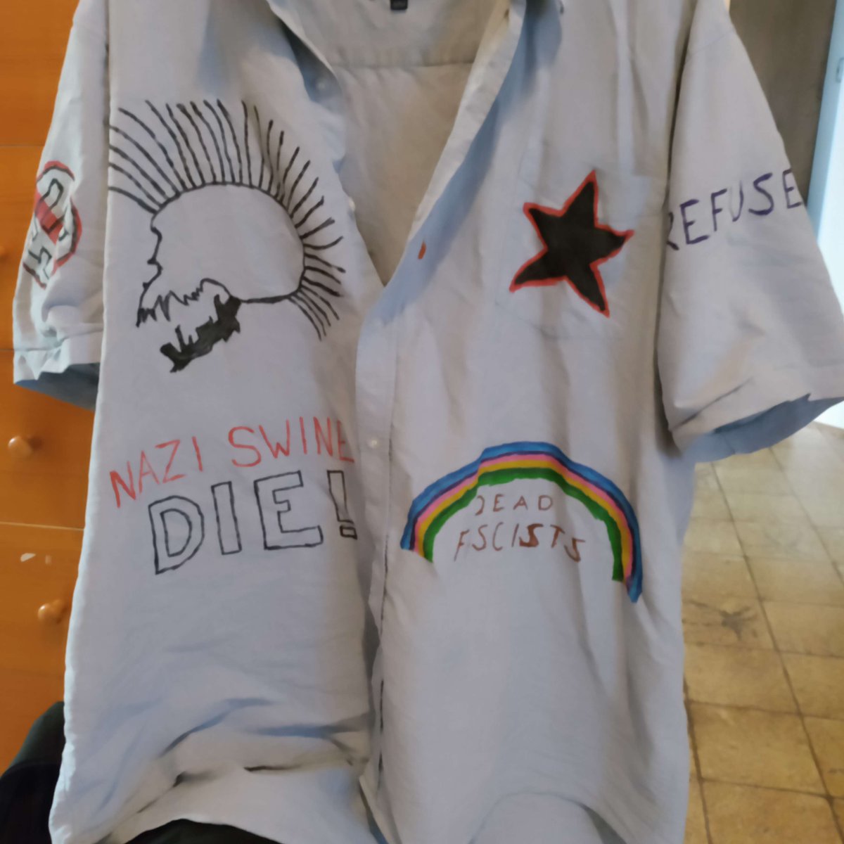 JLL1986's tweet photo. Was at a party last week, themed "find the oldest/never used thing in your closet". Since I had thrown out all my old stuff I made this to represent it. This symbolizes what I stand for, where I come from, what I have done in my life, at least in my youth, ~16-20 yrs ago. https://t.co/wSjjpFpL4P
