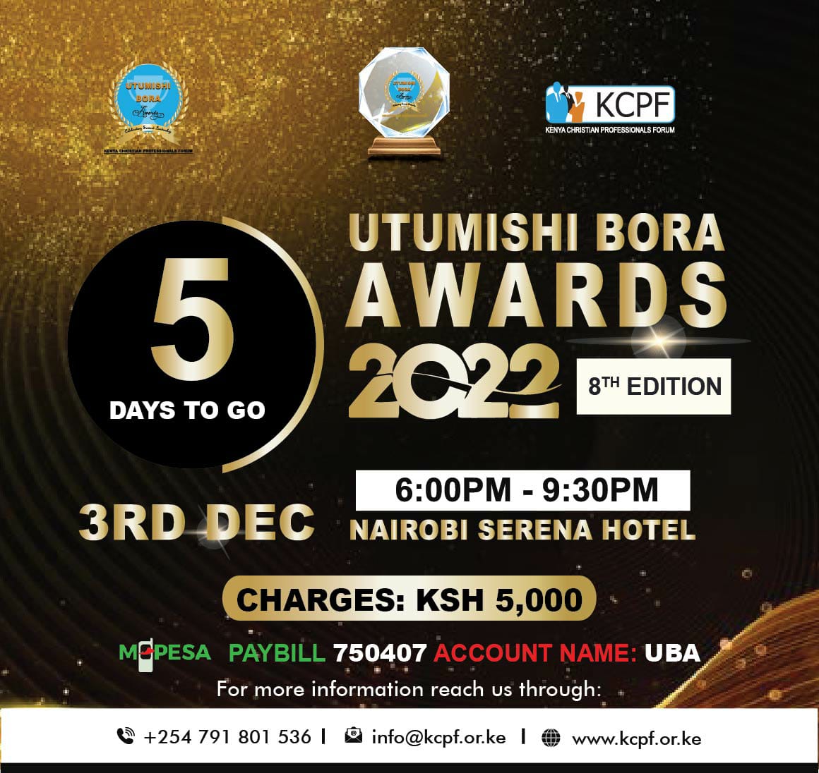 KenyaCPF's tweet photo. The day is fast approaching! Let's meet at the Nairobi Serena Hotel on Saturday, 3rd December 2022.

Mark your calendar and register for the Dinner at https://t.co/sbj3e9iDH8 https://t.co/B4nTGawevG